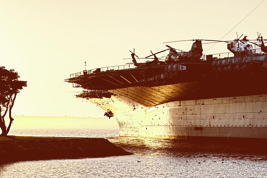 USS MIdway Vintage Photograph by Joseph S Giacalone