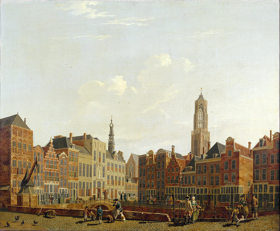 Utrecht Town Hall Bridge With Surroundings #1 Painting by MotionAge Designs