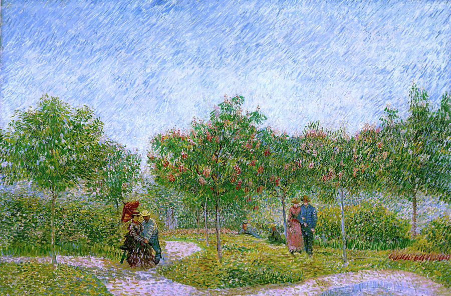 Vincent Van Gogh Painting - Van Gogh Garden in Montmartre with Lovers #1 by Vincent van Gogh