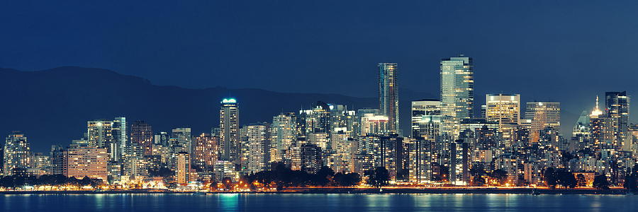 Vancouver at night #1 Photograph by Songquan Deng