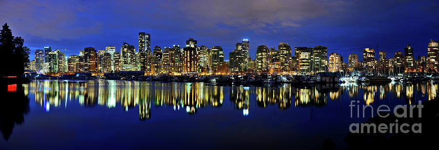 Vancouver City Skyline At Dusk #1 Photograph by Terry Elniski