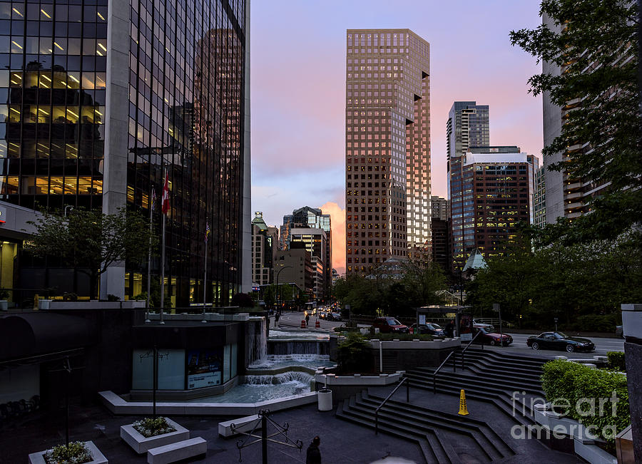 Vancouver. Evening In The City Center Photograph