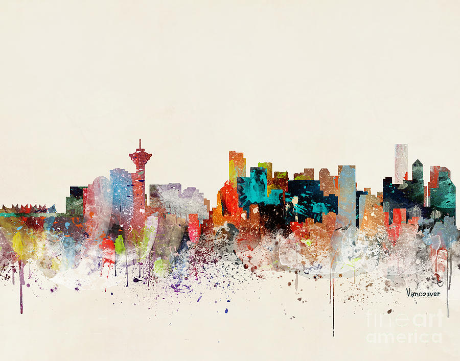 Skyline Painting - Vancouver Skyline #1 by Bri Buckley