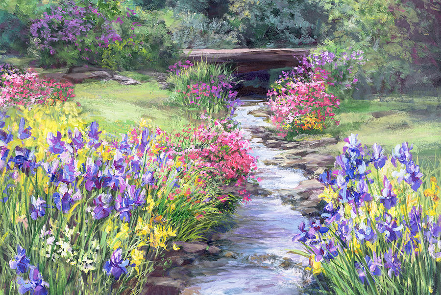 Claude Monet Painting - VanDusen Garden Iris Bridge #1 by Laurie Snow Hein