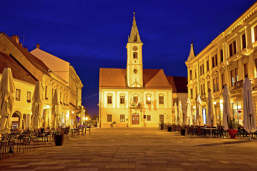 Varazdin baroque square evening view #1 Photograph by Brch Photography