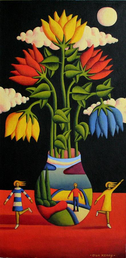 Vase With Flowers And Figures Painting by Alan Kenny