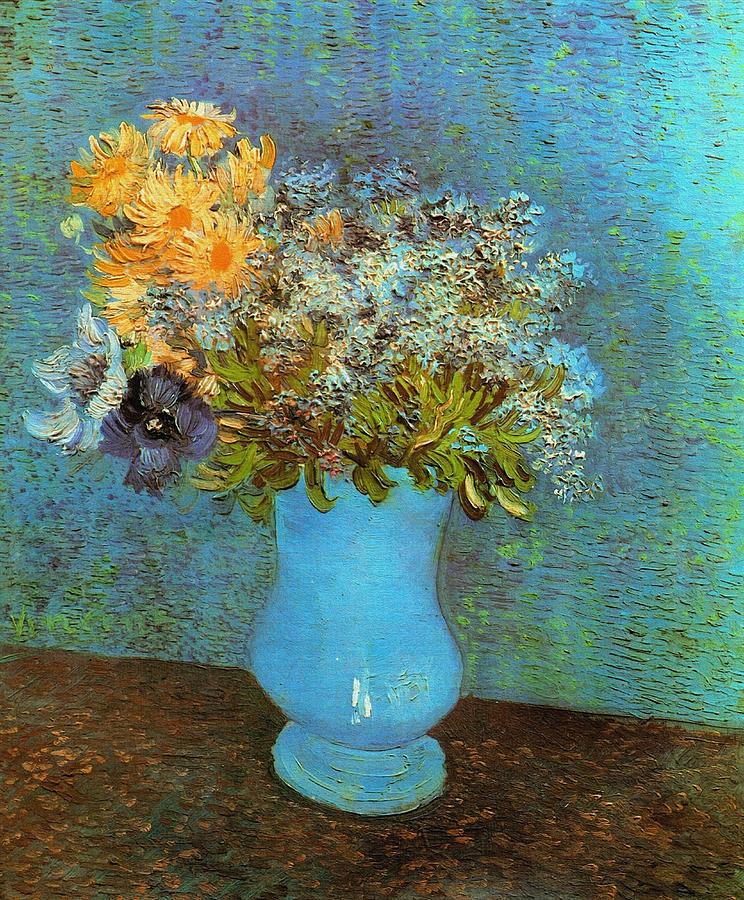 Vase With Lilacs Daisies And Anemones #1 Painting by Vincent Van Gogh