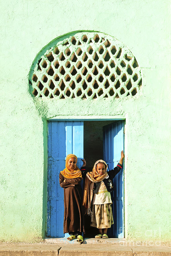 Veiled Children By Mosque In Harar Ethiopia  #1 Photograph by JM Travel Photography