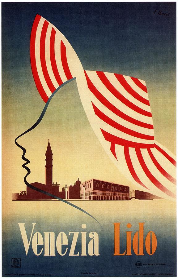 Vintage Mixed Media - Venezia Lido, Venice, Italy - Retro travel Poster - Vintage Poster #1 by Studio Grafiikka