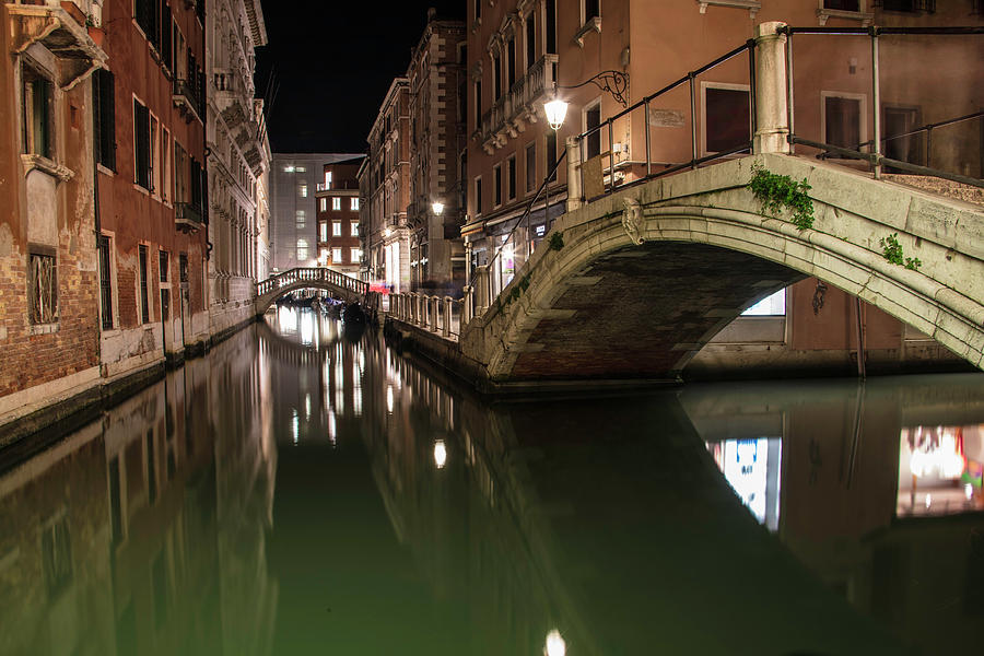Venice Canal at Night  #1 Photograph by John McGraw