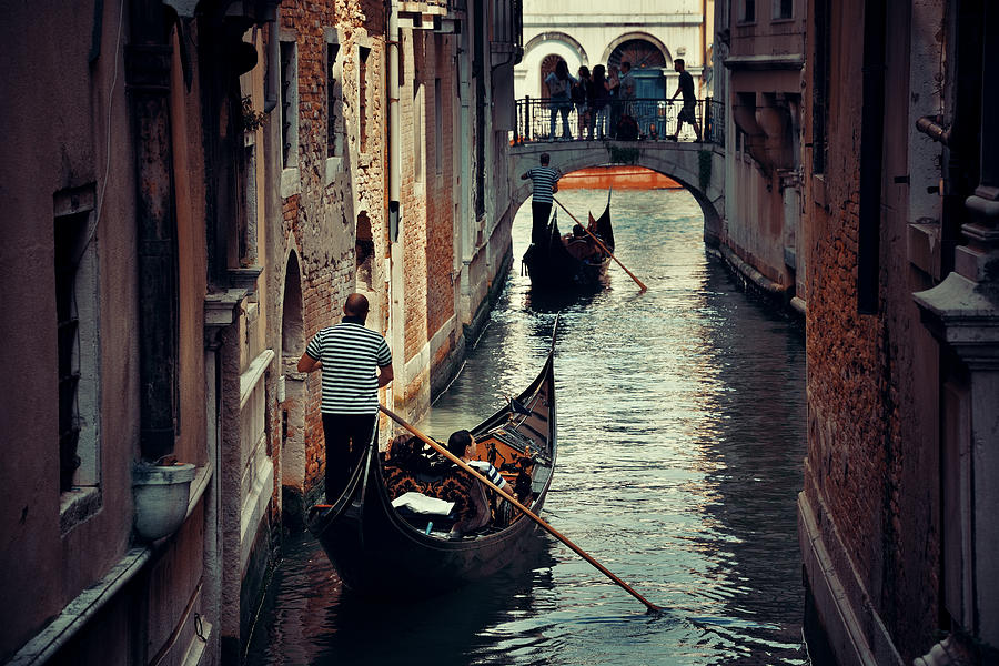 Venice canal Gondola #1 Photograph by Songquan Deng