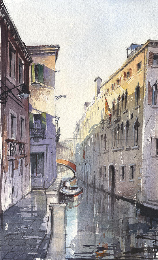 Venice Canal #1 Painting by Tony Belobrajdic