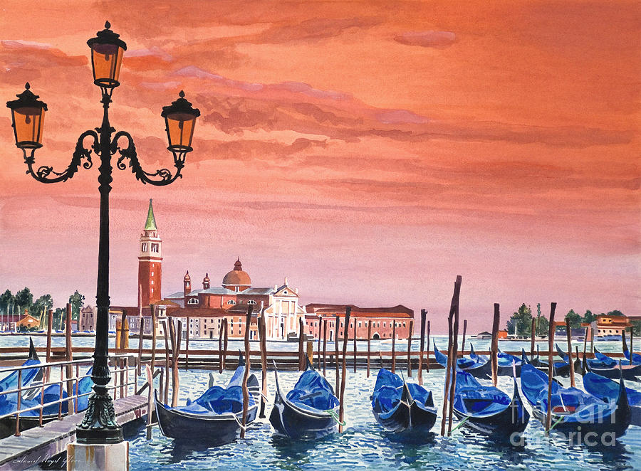 Venice Gondolas #1 Painting by David Lloyd Glover