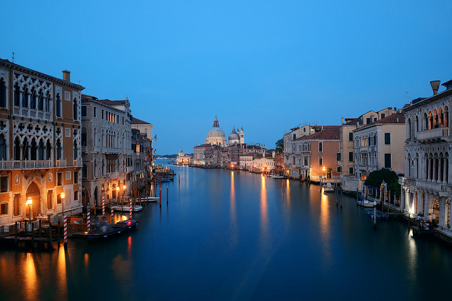 Venice Grand Canal night #1 Photograph by Songquan Deng