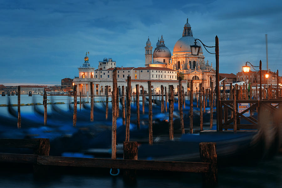 Venice Grand Canal viewed at night #1 Photograph by Songquan Deng