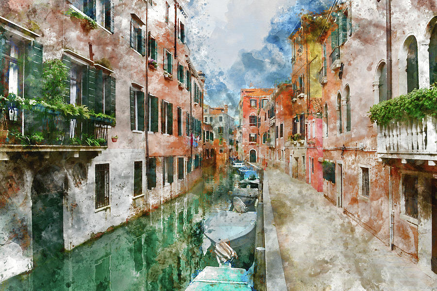 Venice Italy Canals with Colorful Houses and Boats #1 Photograph by Brandon Bourdages
