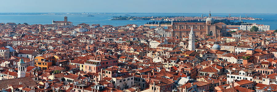 Venice skyline panorama viewed from above  #1 Photograph by Songquan Deng