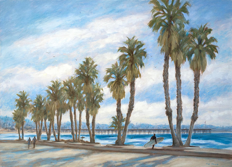 Beach Painting - Ventura promenade #1 by Tina Obrien