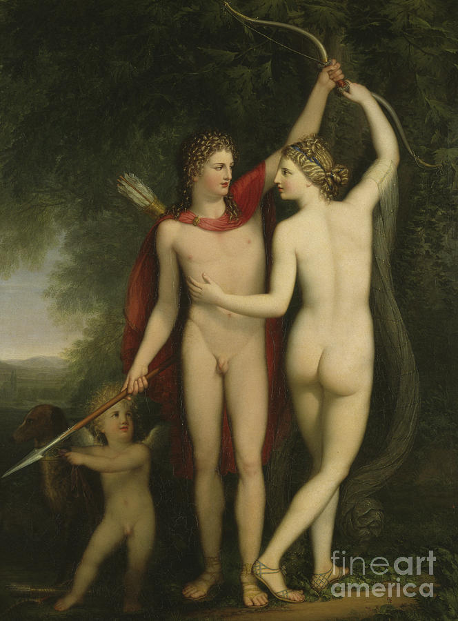 Greek Painting - Venus, Adonis and Cupid  by Jonas Akerstrom