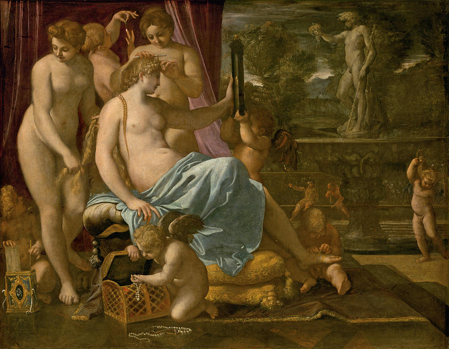 Venus Adorned by the Graces #1 Painting by Annibale Carracci