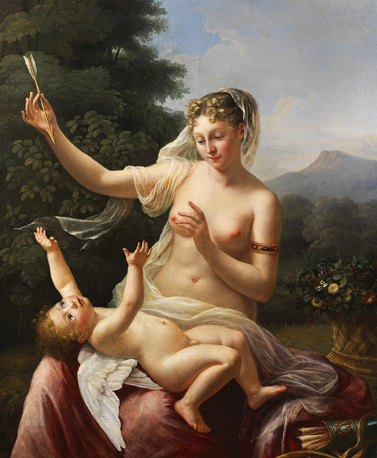 Venus and Cupid #2 Painting by Pierre-Maximilien Delafontaine