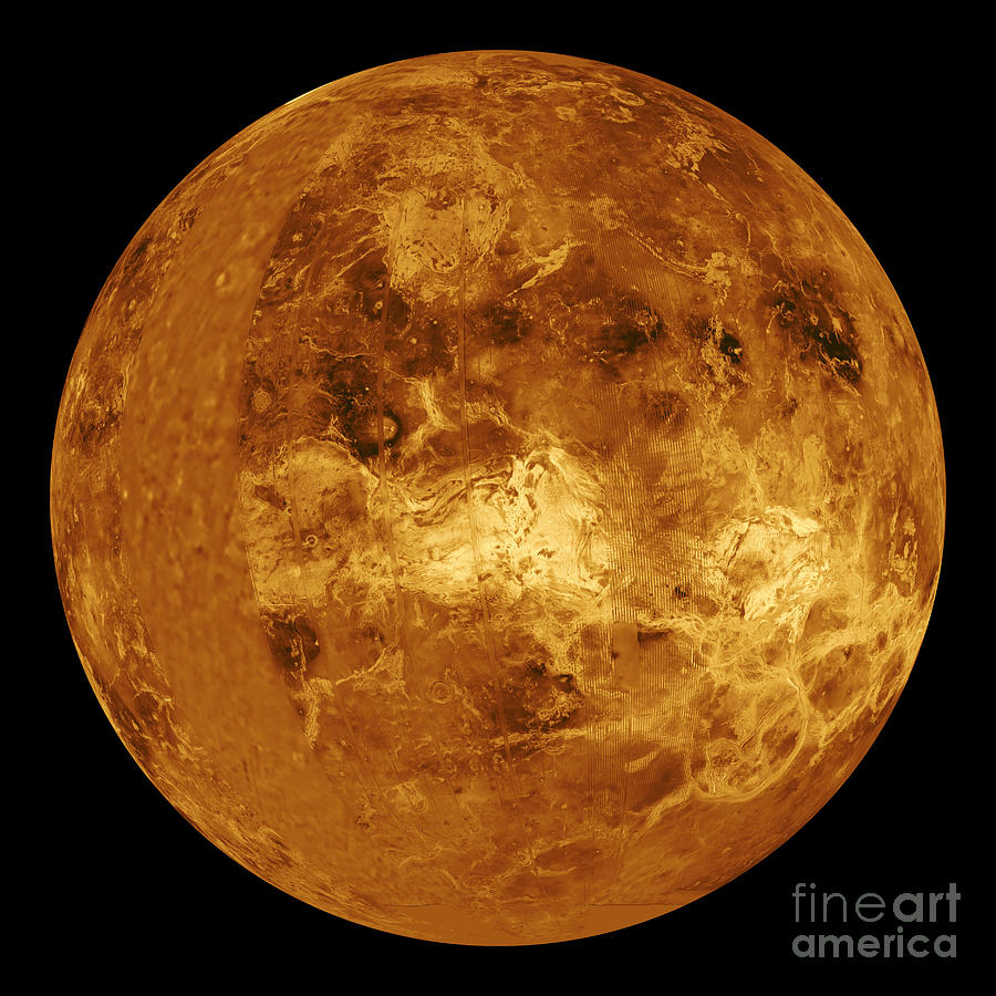 Venus, Global View Centered At Long #1 Photograph by Science Source