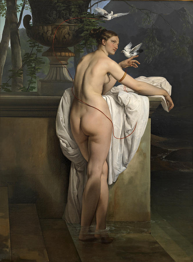 Venus Playing with Two Doves #2 Painting by Francesco Hayez