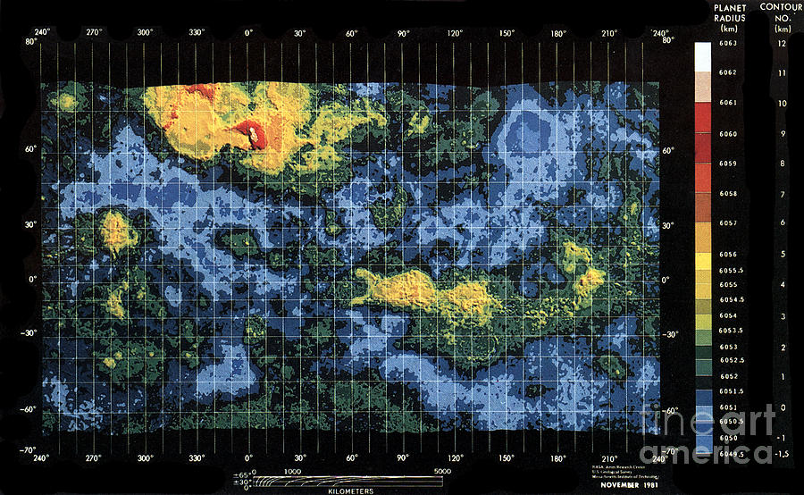 Venus, Topographic Map, Mercator #1 Photograph by Science Source
