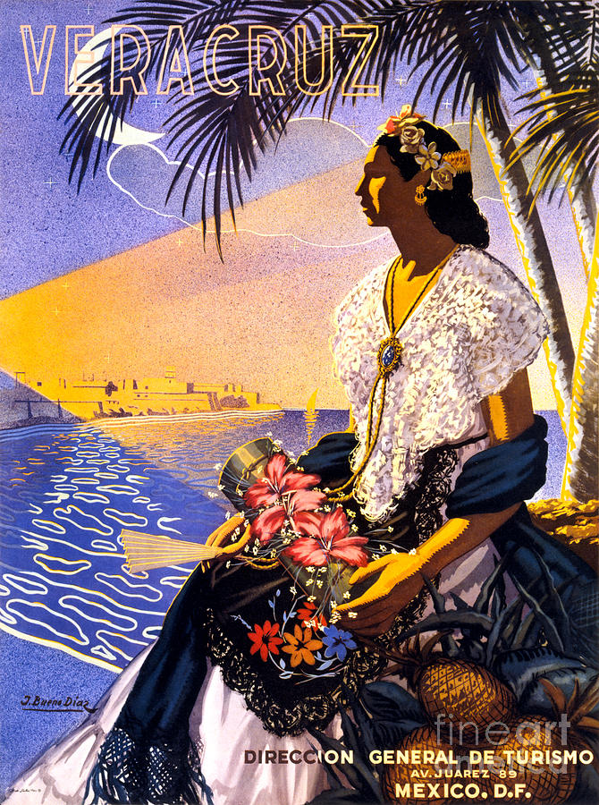 Vintage Painting - Veracruz Mexico Vintage Travel Poster Restored #1 by Vintage Treasure