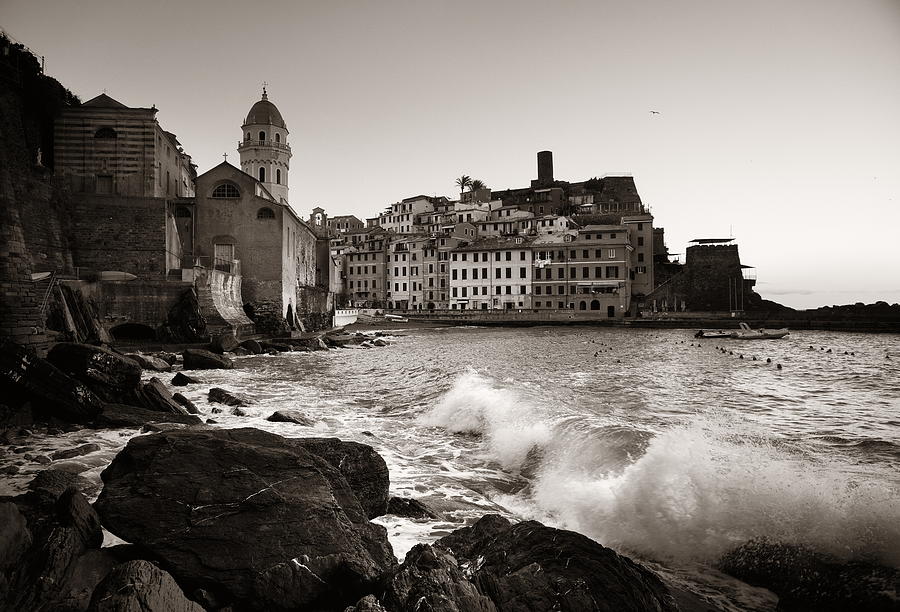 Vernazza buildings and sea in Cinque Terre #1 Photograph by Songquan Deng