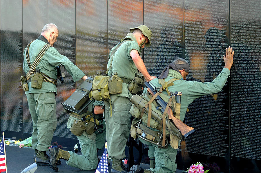 Veterans Photograph - Veterans at Vietnam Wall #2 by Carolyn Marshall