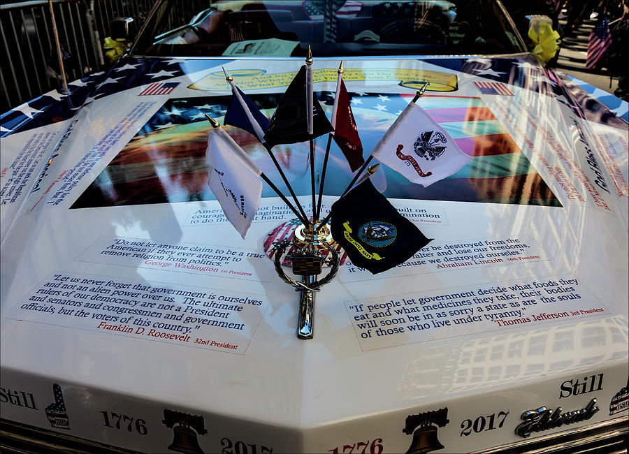 Veterans Day NYC 11_11_17 Car with Patriotic Decorations #1 Photograph by Robert Ullmann
