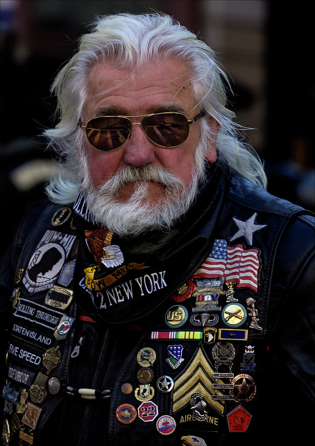 Veterans Day NYC 11_11_17 Motorcycle Club Member #1 Photograph by Robert Ullmann