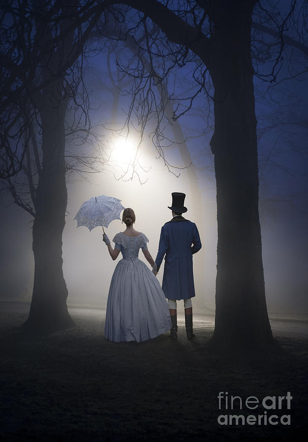 Victorian Couple At Night #1 Photograph by Lee Avison
