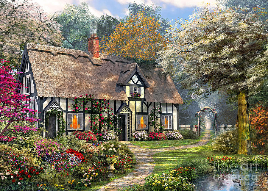 Flower Digital Art - Victorian Garden Home #1 by MGL Meiklejohn Graphics Licensing