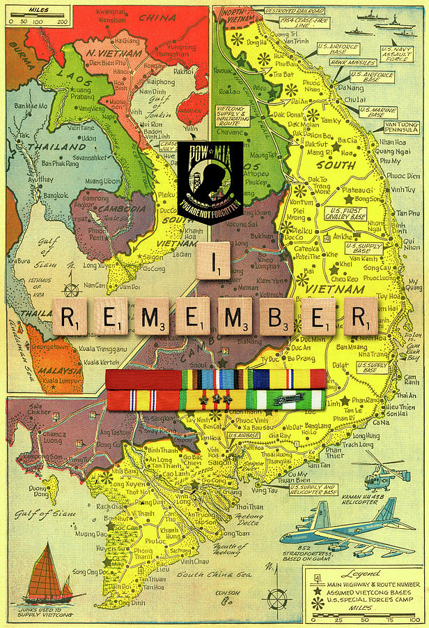 Vietnam War Map 2 Digital Art by Gary Grayson
