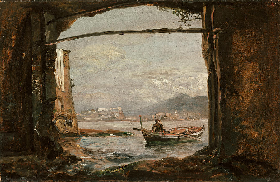 View from a grotto near Posillipo #2 Painting by Johan Christian Dahl