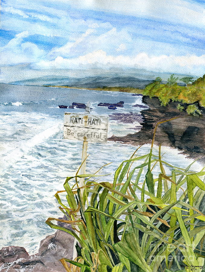 View From Tanah Lot Bali Indonesia #1 Painting by Melly Terpening