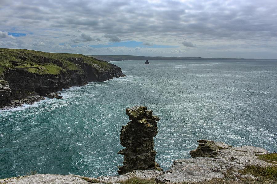Nature Photograph - View from the cliffs at tintagel  #1 by Claire Whatley