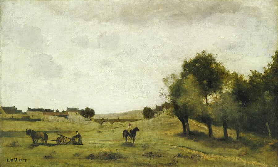 View near Epernon, from 1850-1860 Painting by Jean-Baptiste-Camille Corot