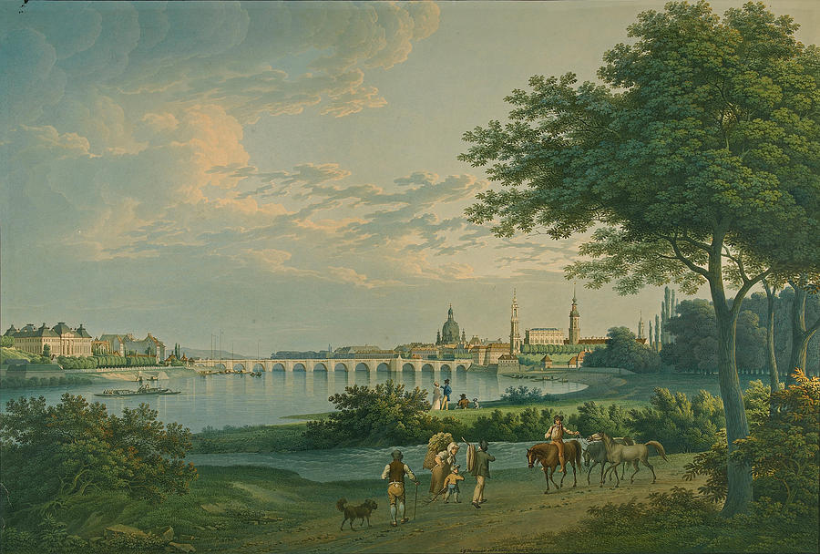 View of Dresden #2 Drawing by Christian Gottlob Hammer