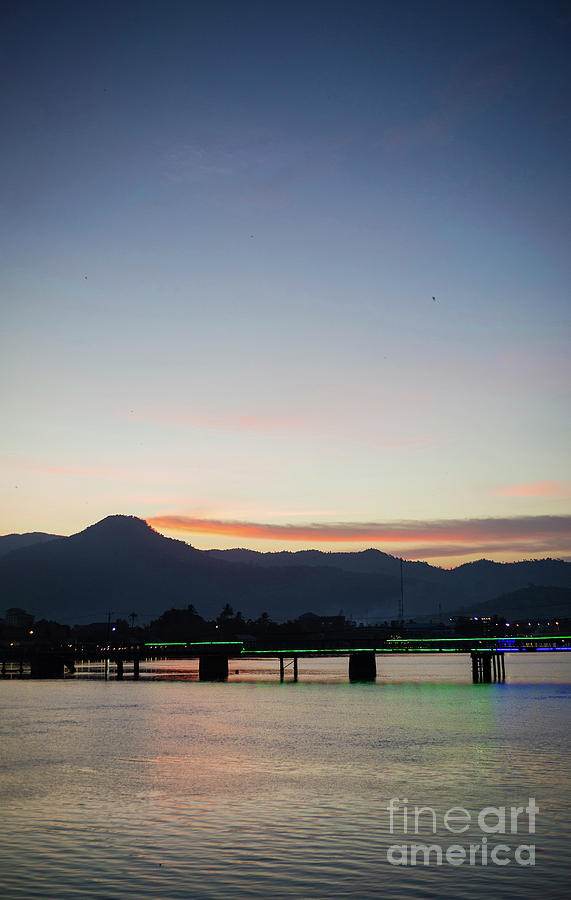 View Of Old Bridge In Kampot Town Cambodia At Sunset #1 Photograph by JM Travel Photography