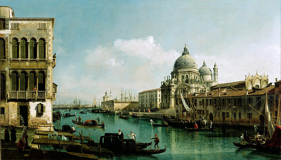 View of the Grand Canal and the Dogana #1 Painting by Bernardo Bellotto
