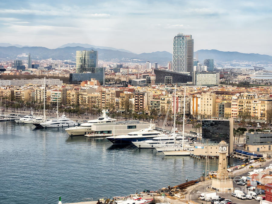 View of the Harbor district in Barcelona Photograph by Frank Bach - Pixels