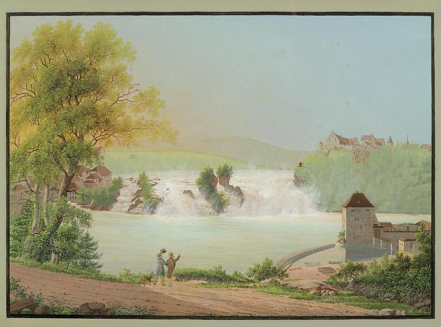 Tree Painting - View of the Rhine Falls near Schaffhausen #1 by Johann Heinrich