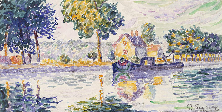 View of the Seine, Samois #1 Drawing by Paul Signac