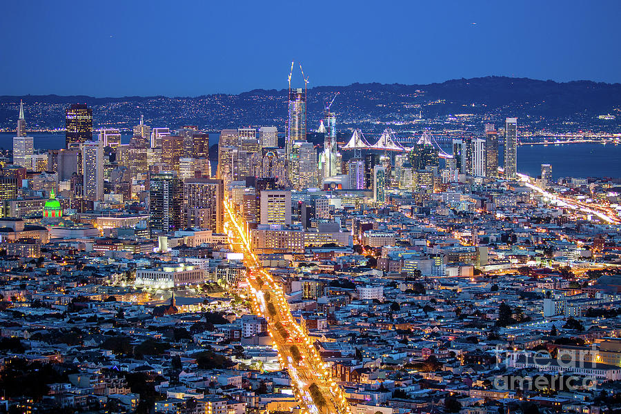 View over San Francisco by Night, California in USA #1 Photograph by Amanda Mohler