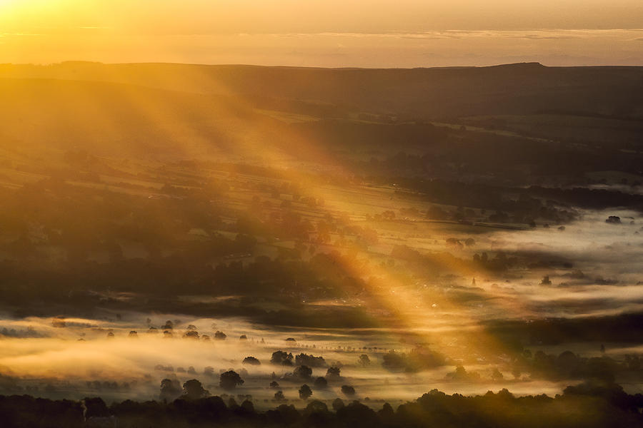 View over the Hope Valley from Mam Tor at dawn #2 Photograph by Neil Alexander Photography