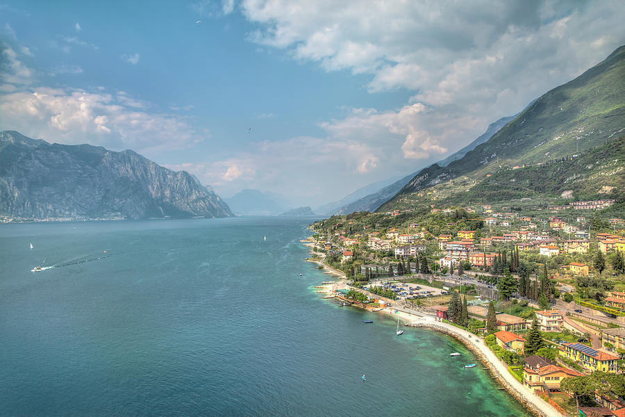 view over the Lake Garda with the charming village Malcesine #1 Photograph by Gina Koch