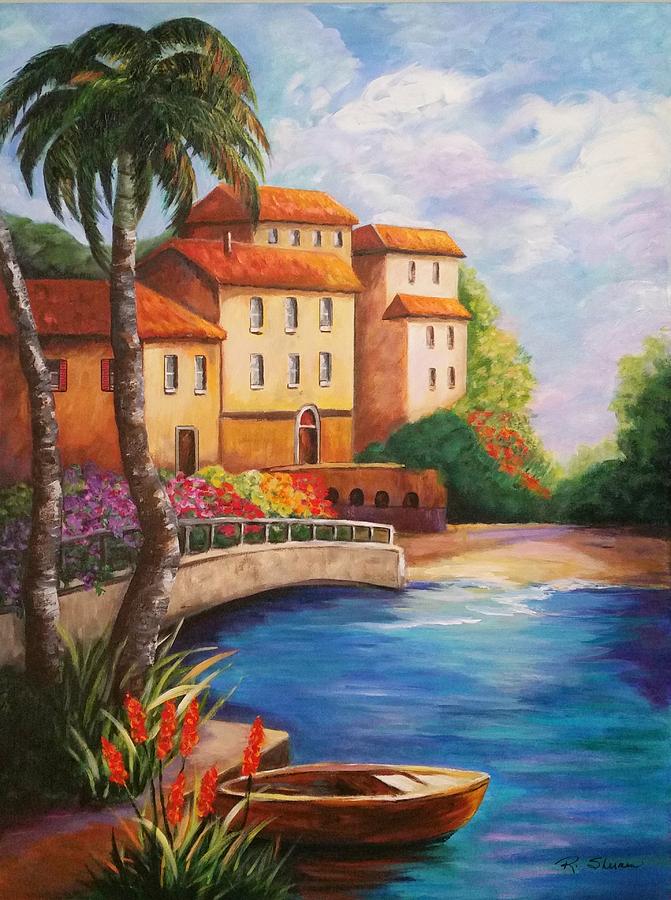 Villas by the Sea #2 Painting by Rosie Sherman